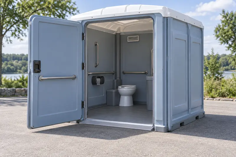 Wide-entry portable restroom