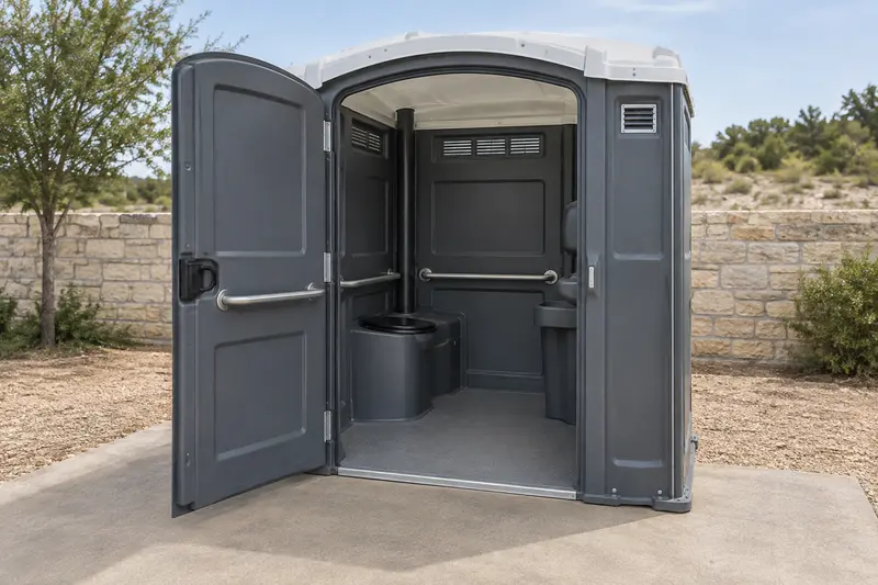 Accessible restroom with wide doorway